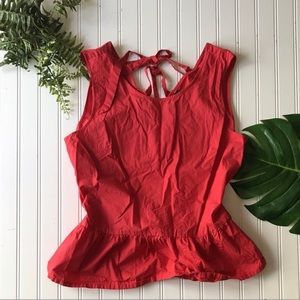 J. Crew tie back red peplum top